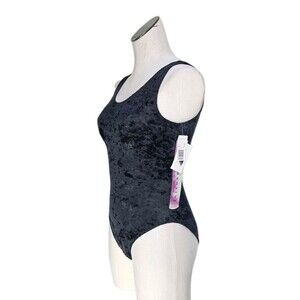 Gilda Marx VTG 90s Crushed Velvet Dance Gymnastics Leotard Adult XS (Y/J) Black
